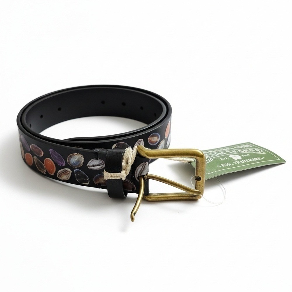 NWT Denim Tears Cowrie Shell Belt Black Leather 42" Long Size S/M SOLD OUT